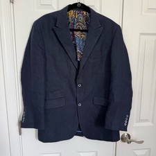 Robert Graham 100 Linen Navy Paisley Lining Detailed Blazer Men's 40 EUC