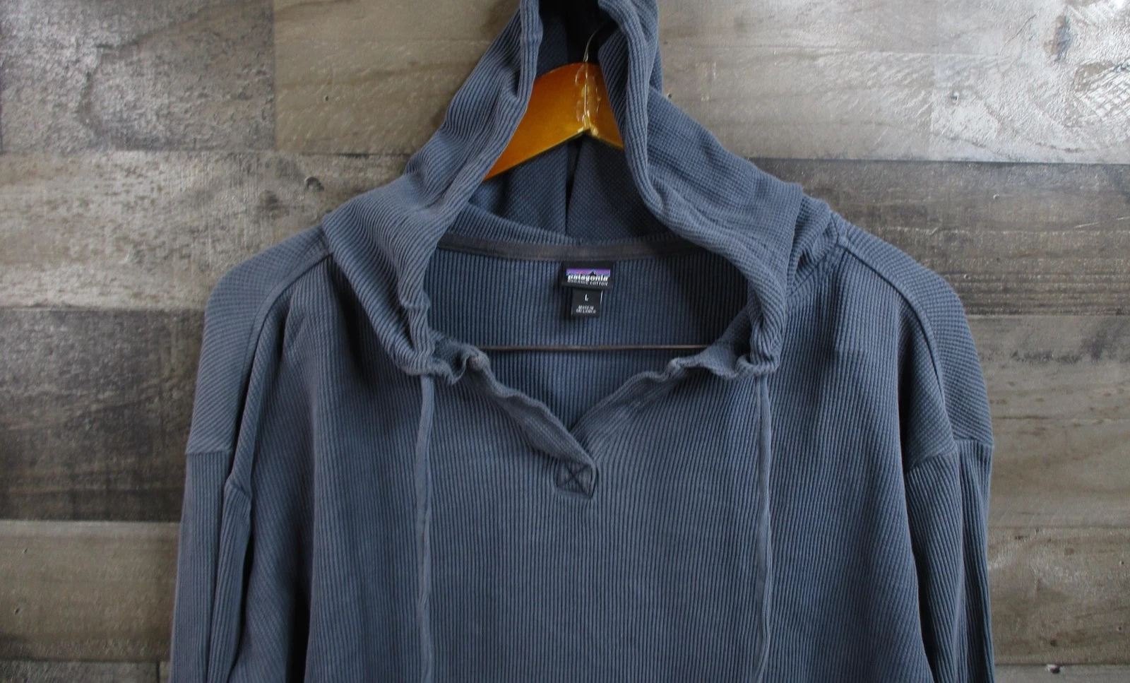 Patagonia Hoodie Womens Large Hooded Waffle Tunic Thermal Pullover Sweatshirt
