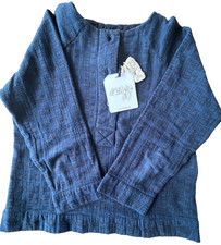 ACE & JIG SUE Sweatshirt NAVY. MULTI-CHECK LINING. 100% Cotton. Size S/P