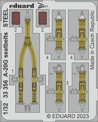 Eduard 33356 1/32 A-20G Seatbelts Steel for HKM