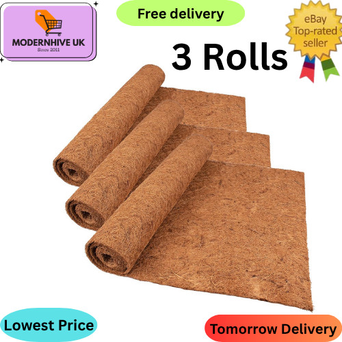Natural Coco Liner Roll, 3 Rolls 1m*0.4m/40"" x 16"" Coconut Planter Liners, Coco