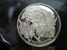 1976 Wisconsin Bicentennial Medallion 92.5% Silver (0.91oz ASW) Paperweight 82.38 per troy oz