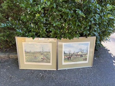 Edward S Voss 'Full Cry' and 'The Meet' Fox Hunt Equestrian Drawings Signed