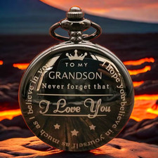 Exquisite Engraved to My Son Quartz Pocket Watch Steampunk Holiday Gift New