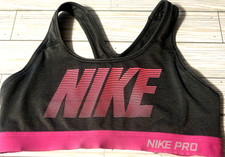 Womens SMALL Nike Pro Dri-Fit Racerback Gray Pink Wire Free Sports Workout Bra