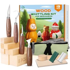 Wood Whittling Kit Beginners 4 PCS Carving Knives 8 PCS Basswood Blocks Tool