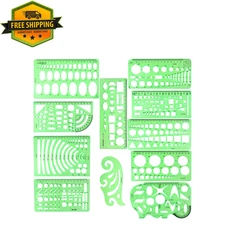 11PCS Geometric Drawings Templates, Drafting Stencils Measuring Tools,