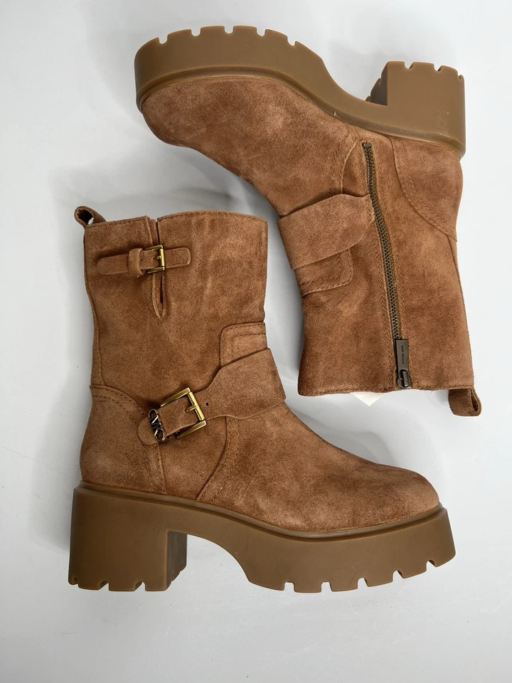 Женские замшевые кожаные мотоботы на платформе Michael Kors Perry коричневые размер 7,5 - Изображение 4 из 4