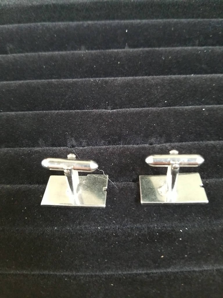 Stunning Vintage Silver Tone Rectangular Cufflink… - image 3