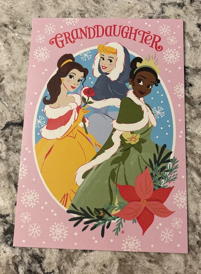 Merry Christmas Disney Princess Granddaughter Niece 5”x7” Hallmark Greeting Card - Image 2 of 4