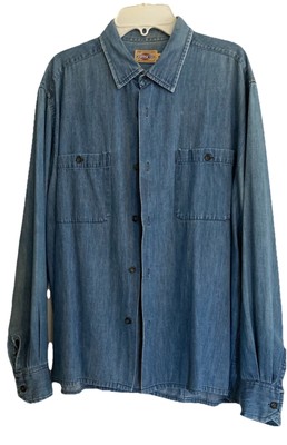 Vintage 80's Womens Basco All-American Sportswear Light Blue Chambray Shirt Sz M