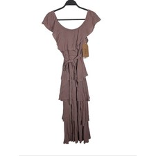 Listicle Romantic Tiered Tie Waist Mauve Cottagecore Prairie Maxi Dress Size S