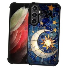 Compatible with Samsung,Moon Stars Glass Night Four Corner Galaxy S23 FE Case
