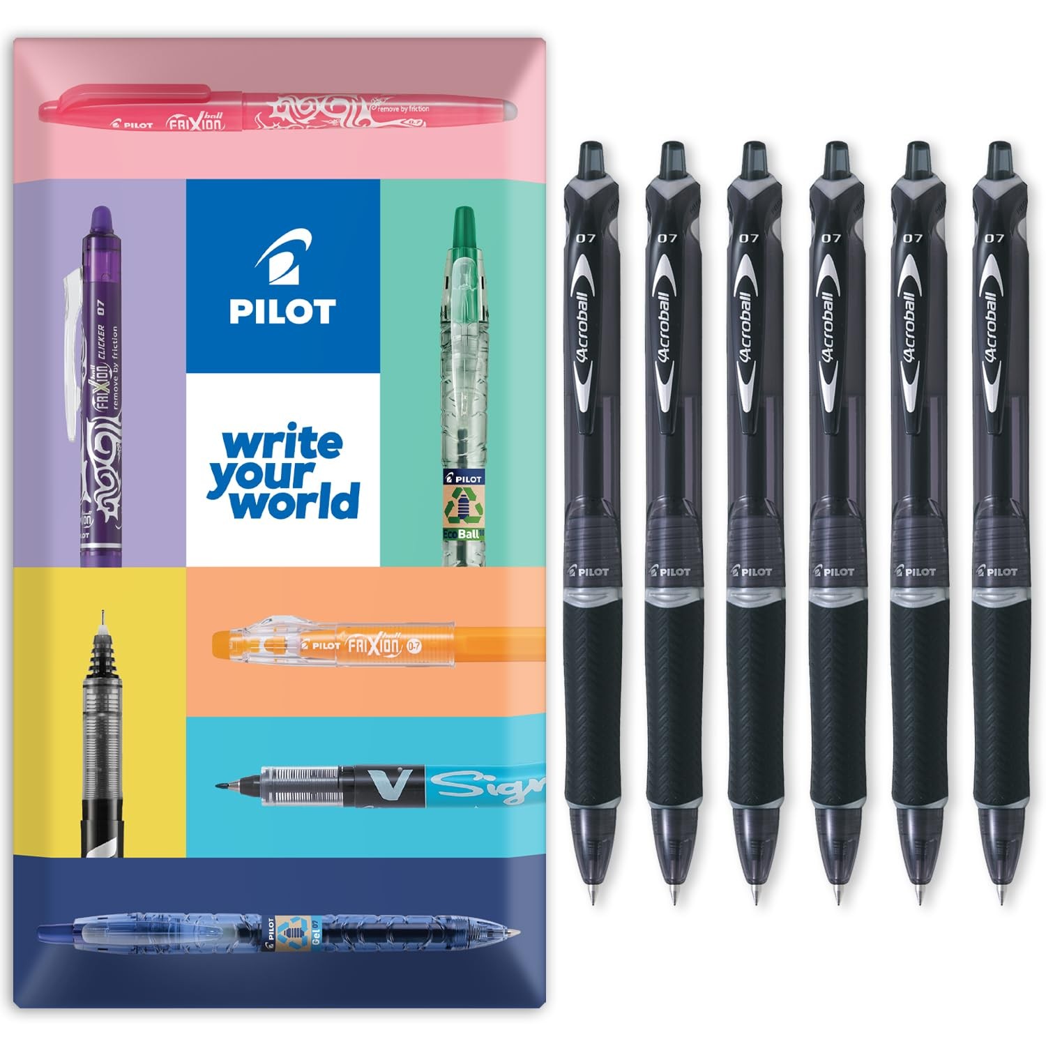 Stylos rétractables Pilot Acroball Begreen par 6 pour les cours et les réunions