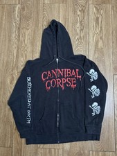 Cannibal Corpse Butchered At Birth Graphic Y2K Zip Up Hoodie Jacket Size XL