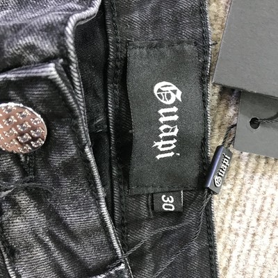 Guapi Jeans Mens 30 Black Distressed Ripped Patchwork Flare Leg