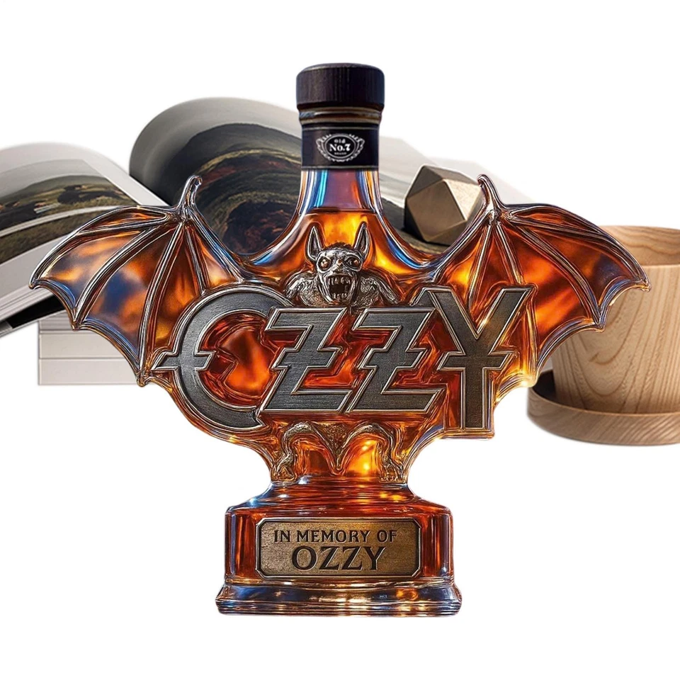 In Memory Of Ozzy Whiskey Bottle Osbourne Wing Glass Decanter Unique Gift 300ml - Image 4 of 4