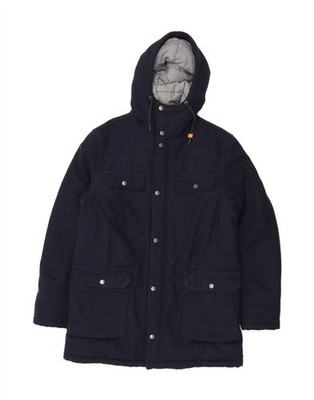 LEVI'S Herren Standard Fit Mantel mit Kapuze UK 38 Medium Navy Blau Baumwolle DD33