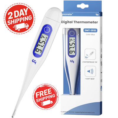 Digital Thermometer for Adults Kids Fever Alert Oral Rectal Underarm Blue