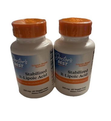 2 Pk Doctor's Best Stabilized R-Lipoic Acid 200 mg 60 Veggie Caps 120  EXP 10/26