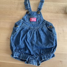 Vintage OshKosh B'gosh Baby Blue Denim Bubble Overalls 18M Made in USA 90s