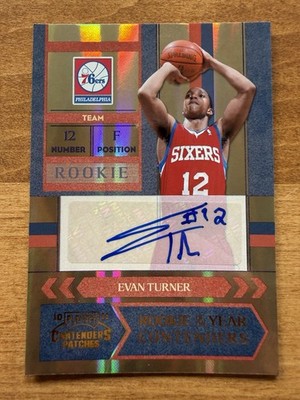 EVAN TURNER 2010-11 Playoff Contenders Patches AUTOGRAPHED GOLD AUTO RC #d 28/49
