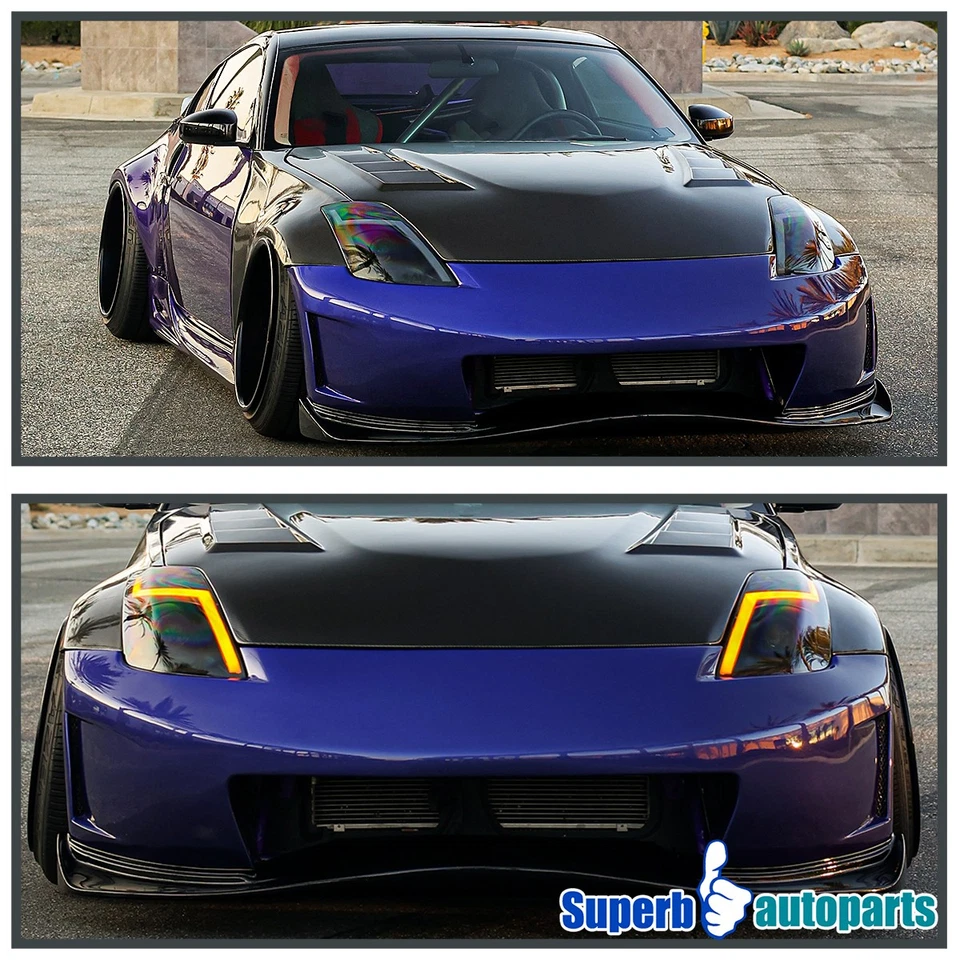 For 03-05 350Z Z33 Smoke Projector Headlights Switchback LED Sequential - Image 3 of 4