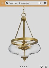 Gold Clear Glass Globe Pendant Light, Hardwired Height-Adjustable 12.5in