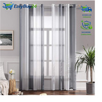 Gardinen Transparent Gestreift Mit ÖSen 2Er Set 140X225 Cm FüR Wohnzimmer
