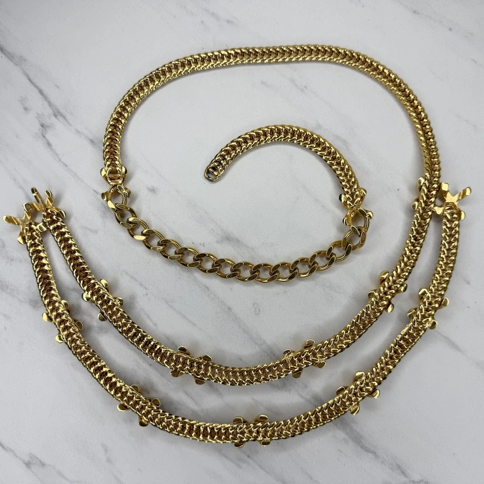 St. John Gold Tone Double Strand Chain Belt X Accent Extra Small/Small (XS/S) - image 2 of 4