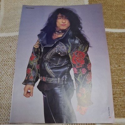 Vintage PAUL STANLEY KISS BRUCE KULICK CLASSIC A4 POSTER KERRANG MAGAZINE CLIPPI