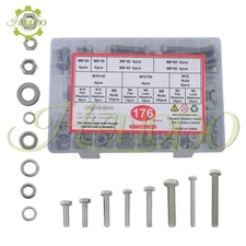 176 PCS M6 M8 M10 Heavy Duty Flanged Bolts and Nuts Kit,Stainless Steel Metric
