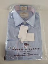 Hawes And Curtis Mens Shirt 15.5 Collar Fitted Slim Blue