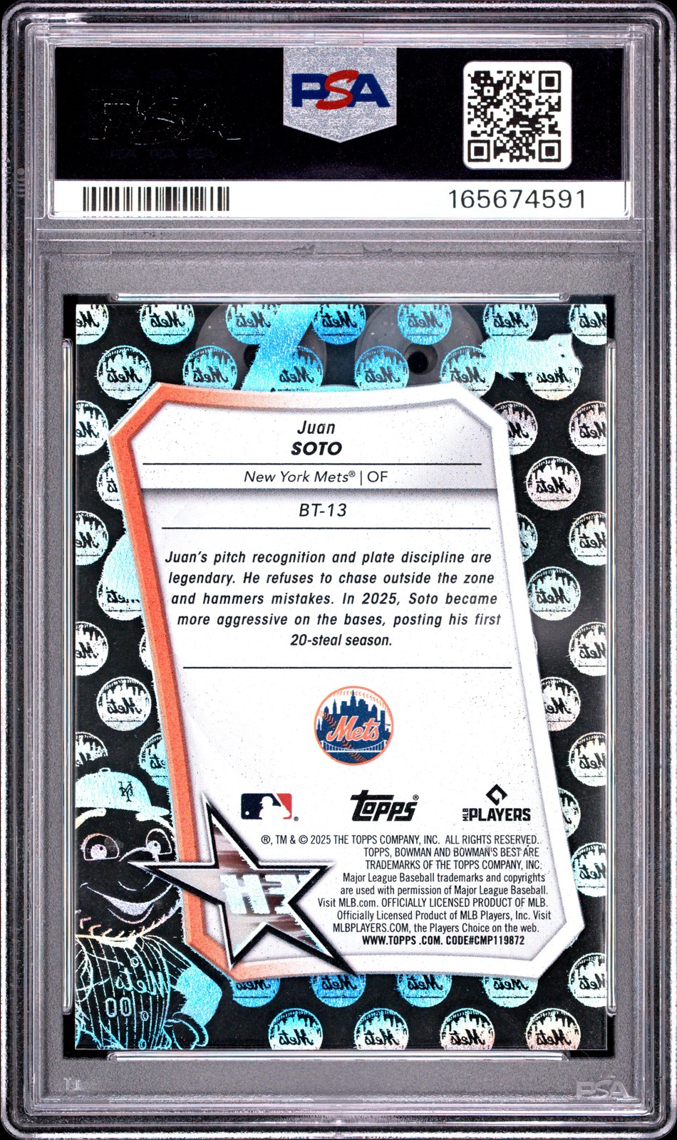 2025 BOWMAN'S BEST TEK #BT-13 JUAN SOTO 42/99 PSA 9 view 2