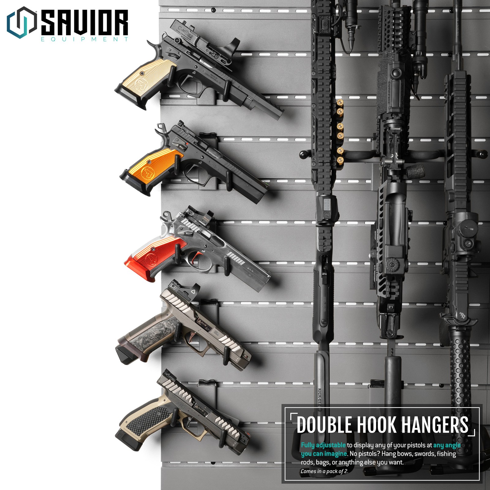 [SAVIOR] Wall Rack System Pistol Handgun Revolver Holder Rack Adjustable Hook