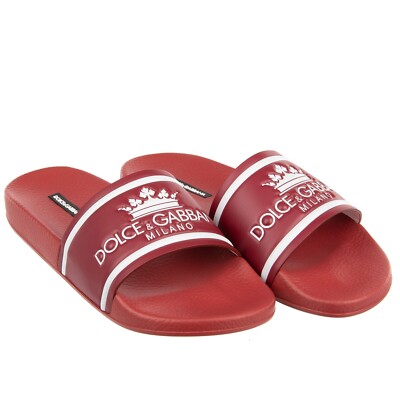 Dolce Gabbana Corona Logo Sandali Scarpe Ciabatta Rosso