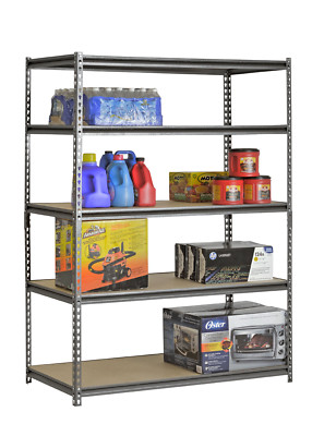 5-Shelf Heavy Duty Steel Muscle Rack Storage, Silver-Vein, 48''W x 24''D x 72''H!