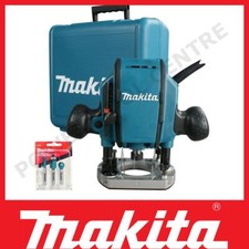 Makita RP0900X 230V 1/4" Plunge Router w/ Straight Guide & Router Bits In Kitbox