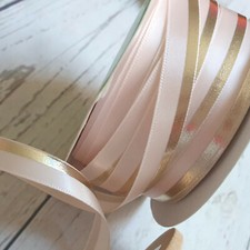 9mm Nude Blush Gold Satin Ribbon. Wedding Favours Invites Stationary Bouquet 