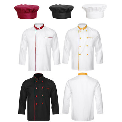 DE Unisex Kochjacke Langarm Bäckerjacke Kochmantel Restaurant Hotel Chef Mantel