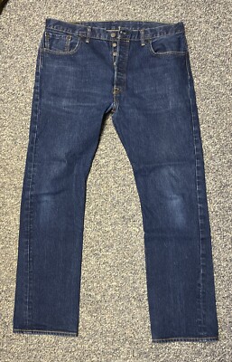 Levis 501 Button Fly Blue Jeans Mens 38x34 Straight Leg Original