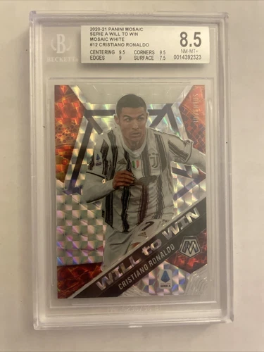2020-21 Panini Seria A Mosaic Cristiano Ronaldo Will to Win White #19/25 BGS 8.5