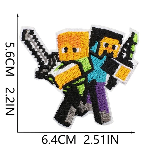 12/16 Stück Minecraft Patches Mosaik Welt Stickerei Bügelbild Applikation Jacken Jeans - Bild 9 von 20