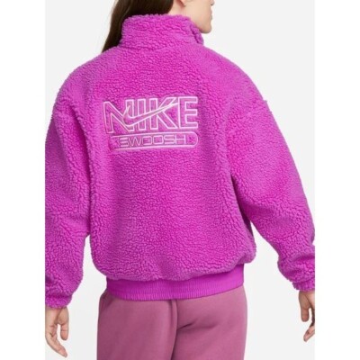 Vintage retro Nike Sherpa fuzzy thick purple pink jacket coat