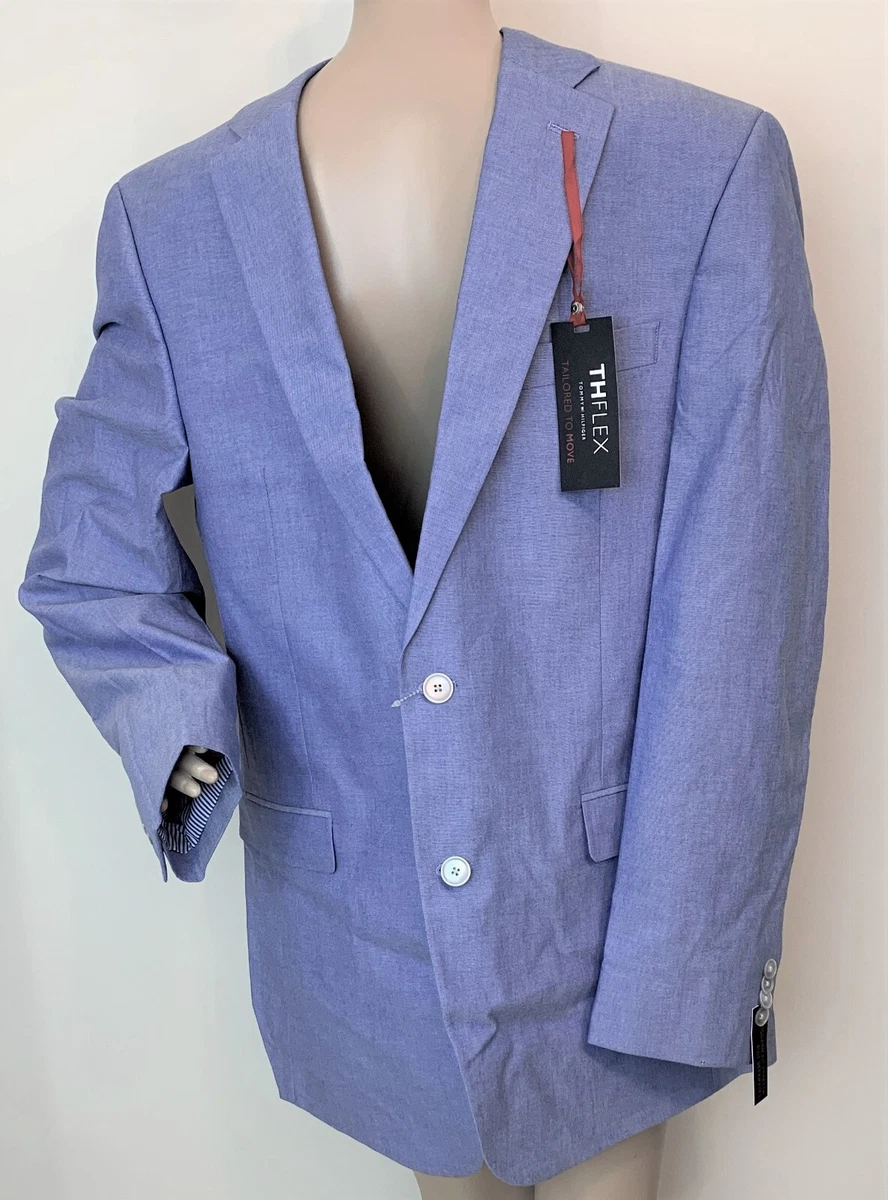 TOMMY HILFIGER light blue TH FLEX Men Regular Fit Blazer Jacket size 42L