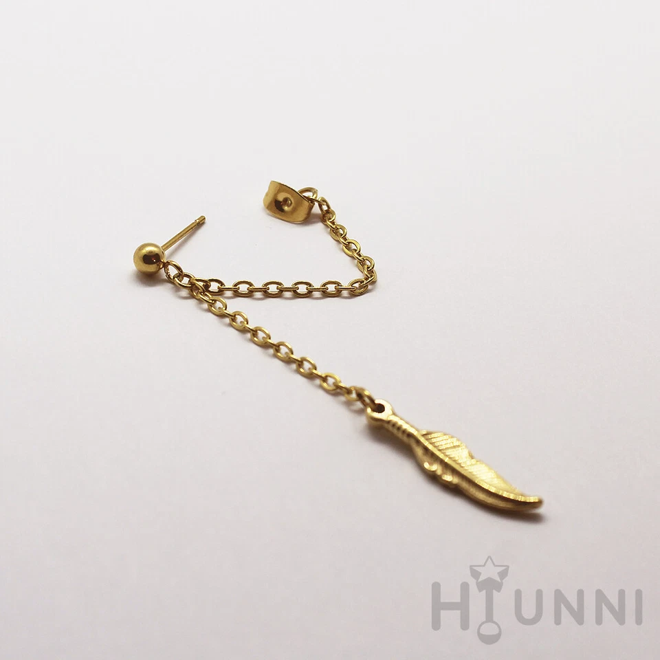 Pendientes colgantes plumas 20g 16g, pendiente cartílago hélice, pendientes hombre, 316l Foto 3 de 4
