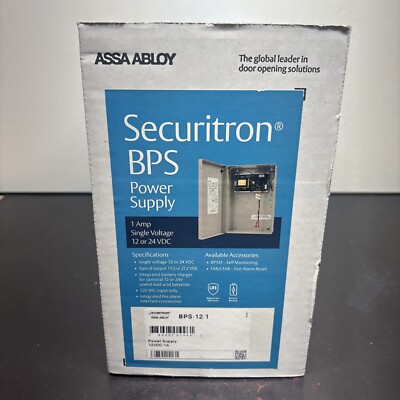 Securitron BPS-12-1  Power Supply  24 Or 12VDC -1 Amp 120 Vac Input Fire Alarm
