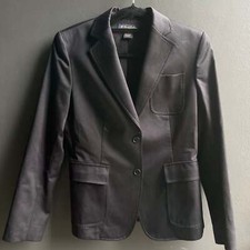 Brooks Brothers Women's Blazer Size 8 Black Cotton Twill Two-Button Work Jacket