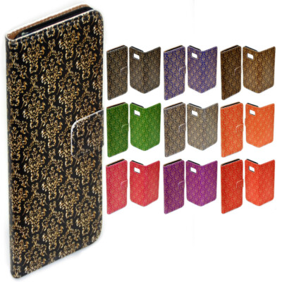 For Google Pixel Series Mobile Phone - Gold Damask Print Flip Case Phone Cover