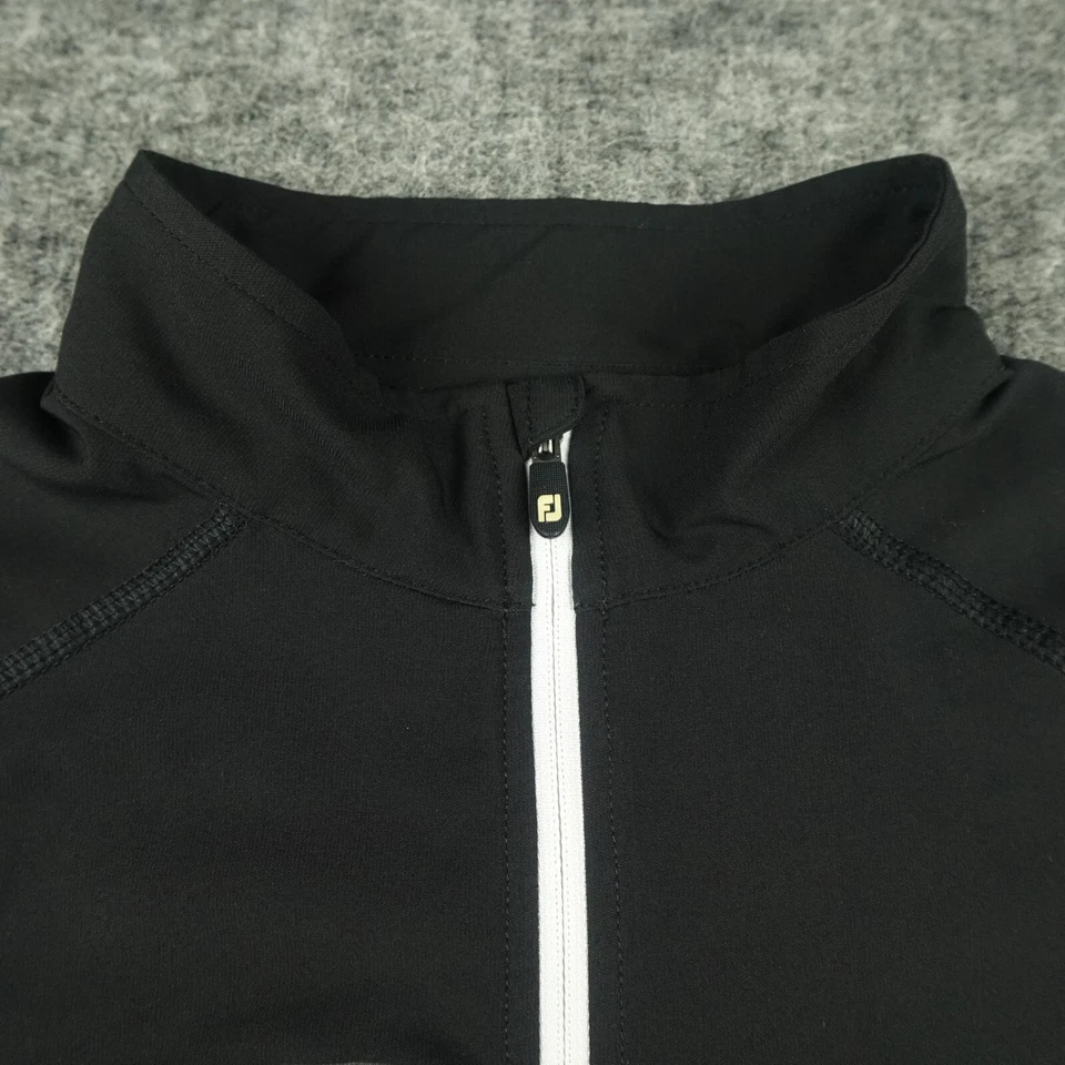 Chaqueta FootJoy para hombre talla pequeña Negro 1/2 Cremallera Pullover Rendimiento Golf Bolsillos Cremallera Foto 4 de 4